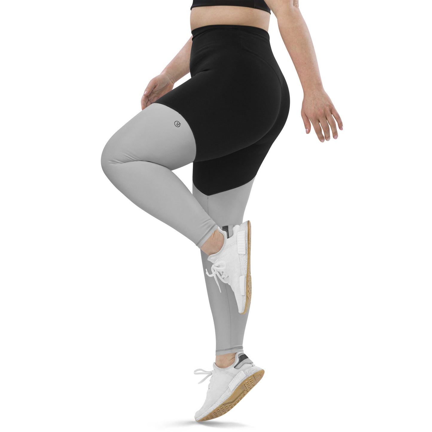 Women's high waist slimming compression leggings in silver, Humble Sportswear