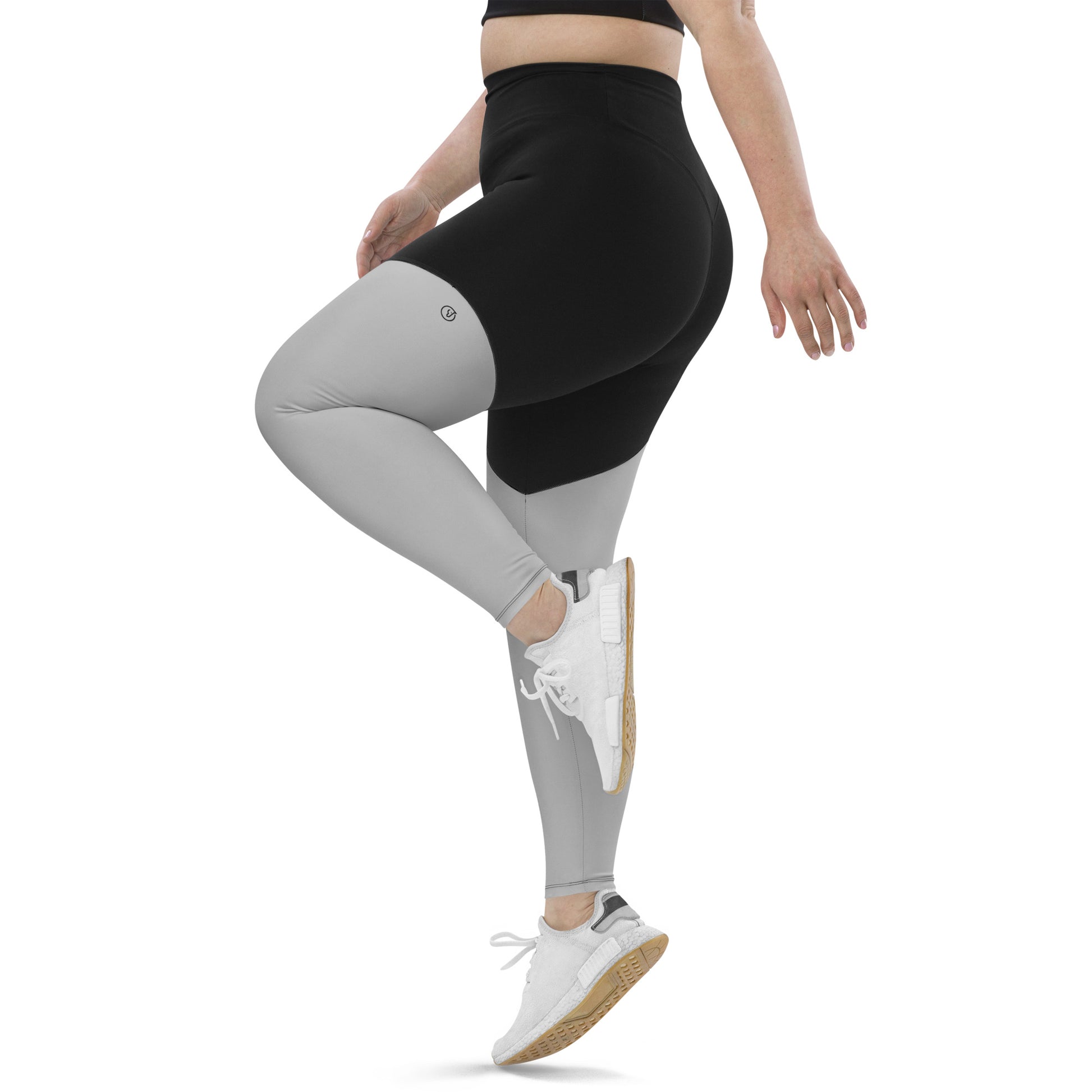 Women's high waist slimming compression leggings in silver, Humble Sportswear