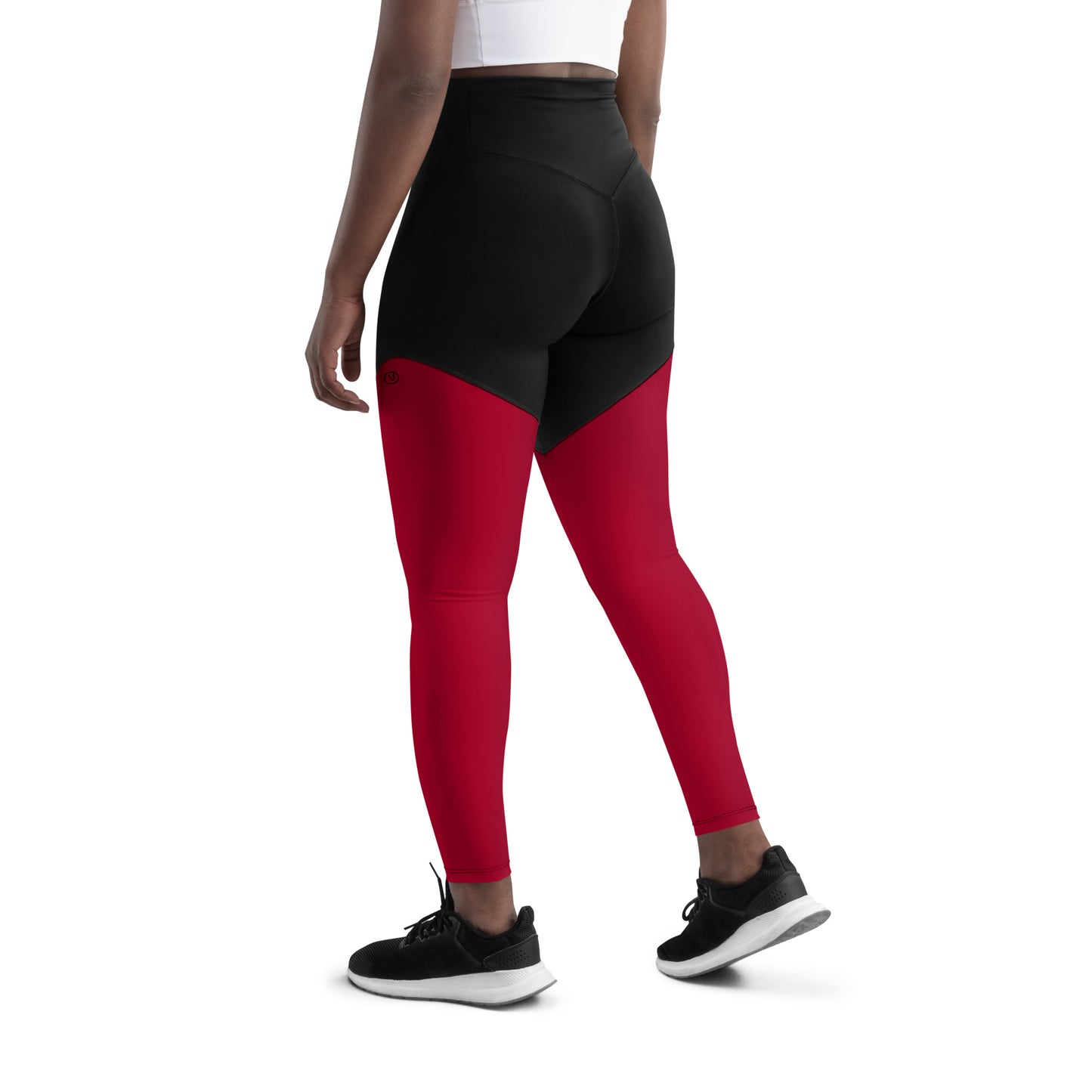 Women's red, non-see through compression leggings 