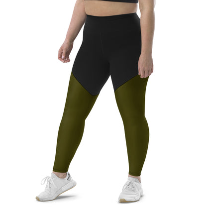 Women's green black compression leggings with pockets, Humble Sportswear