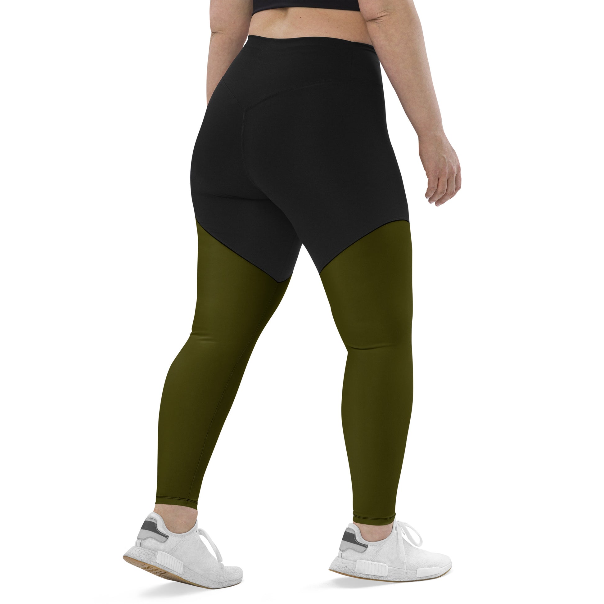 Women's green black compression leggings with pockets, Humble Sportswear