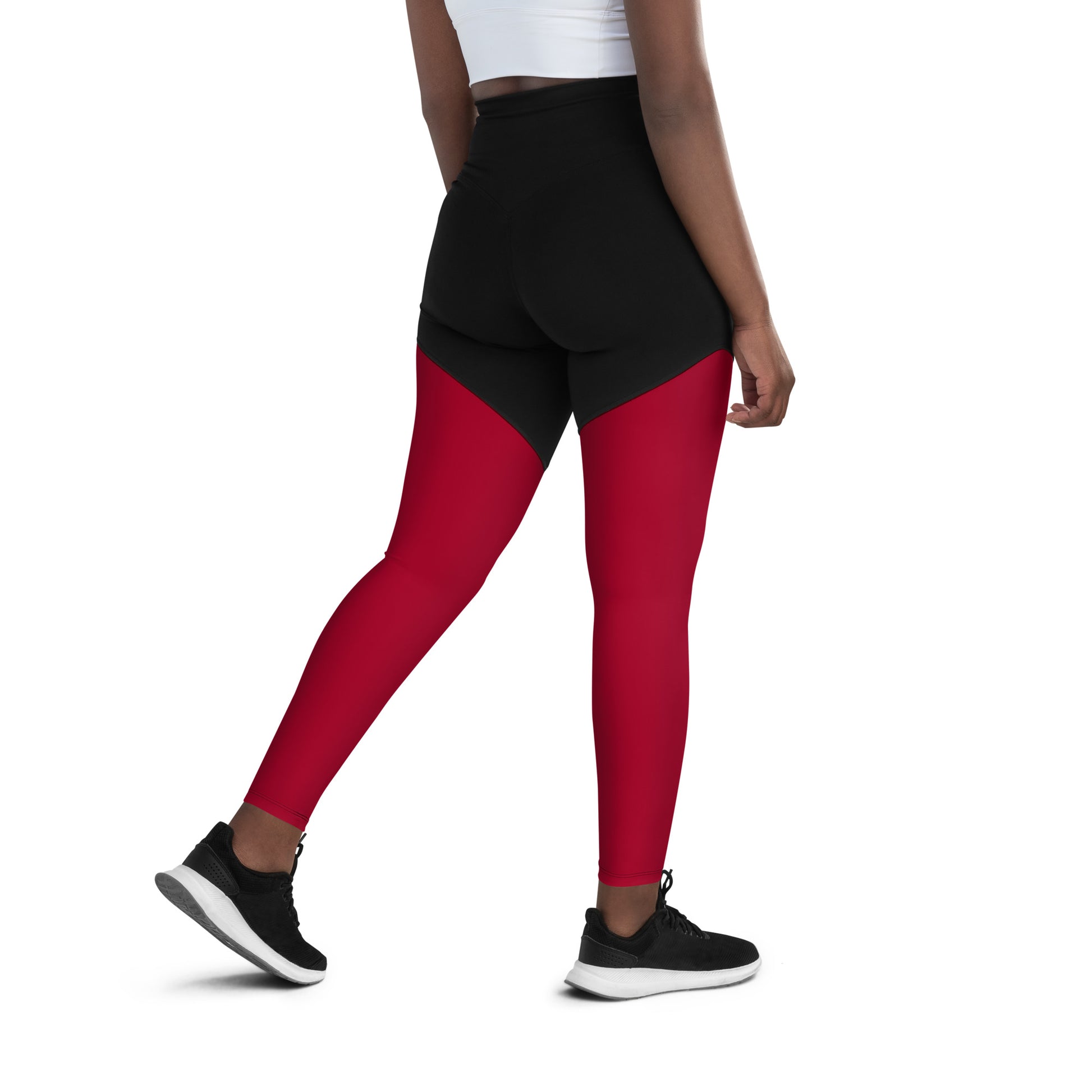 Women's red, non-see through compression leggings 