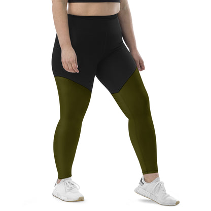 Women's green black compression leggings with pockets, Humble Sportswear