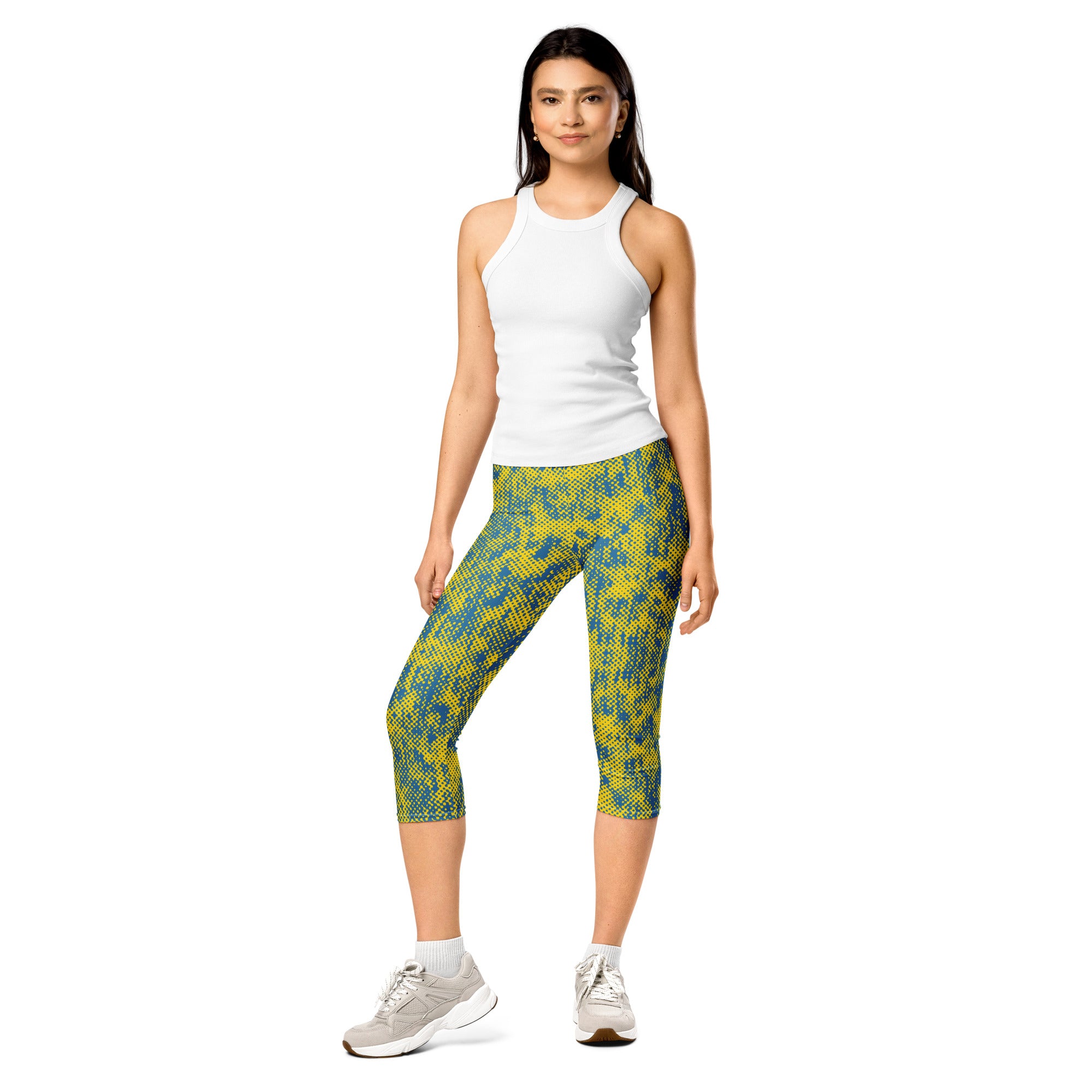 abstract camo stretch capri leggings 