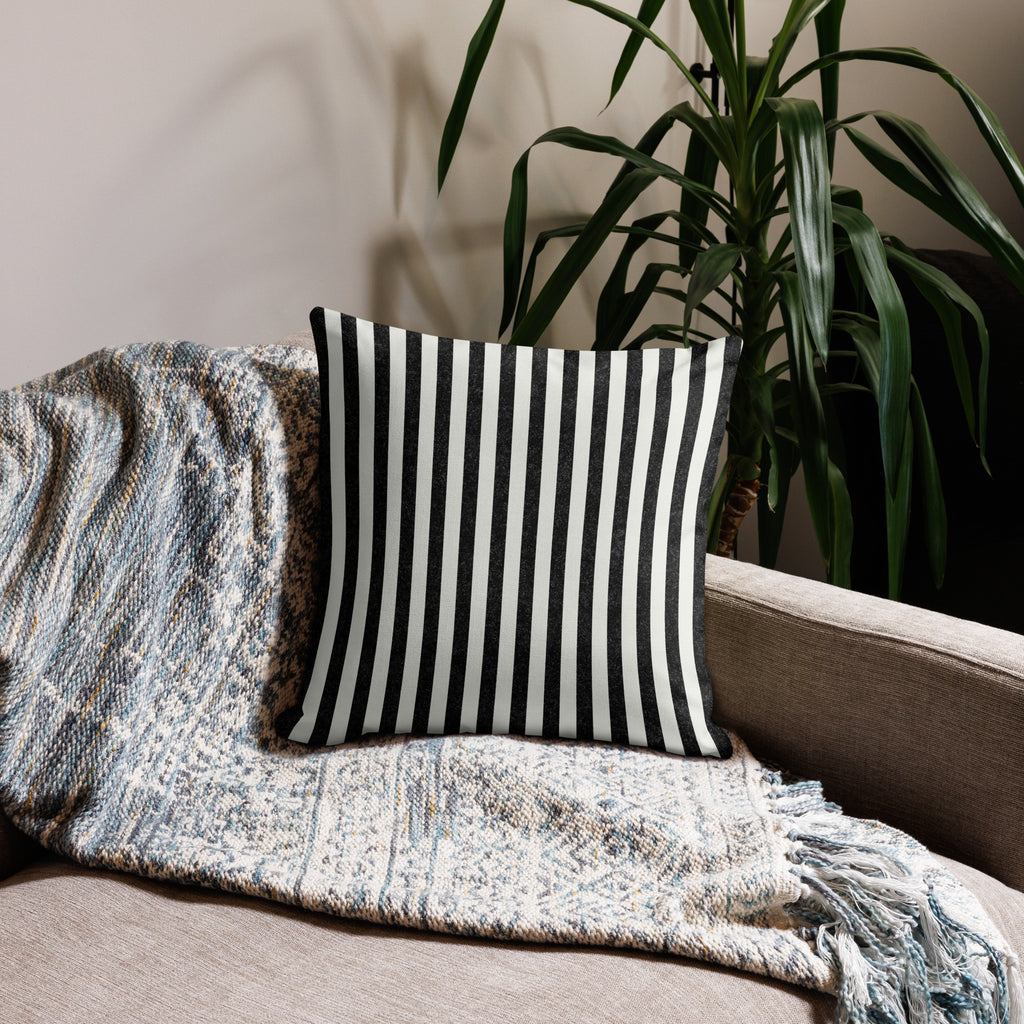 Striped Black Premium Throw Pillow - Mirfia