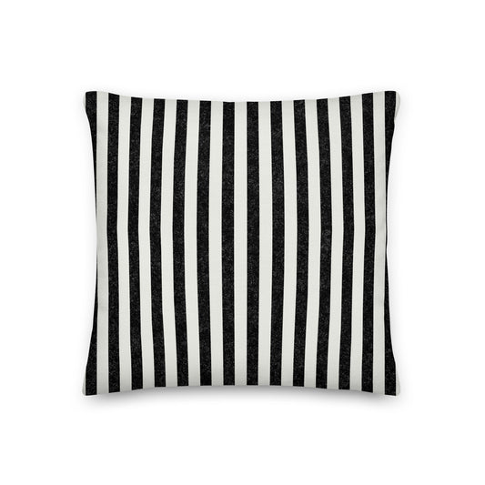 Striped Black Premium Throw Pillow - Mirfia
