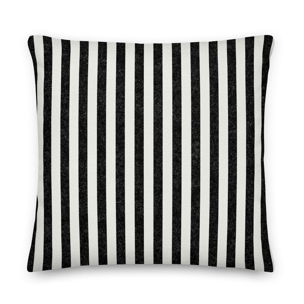 Striped Black Premium Throw Pillow - Mirfia