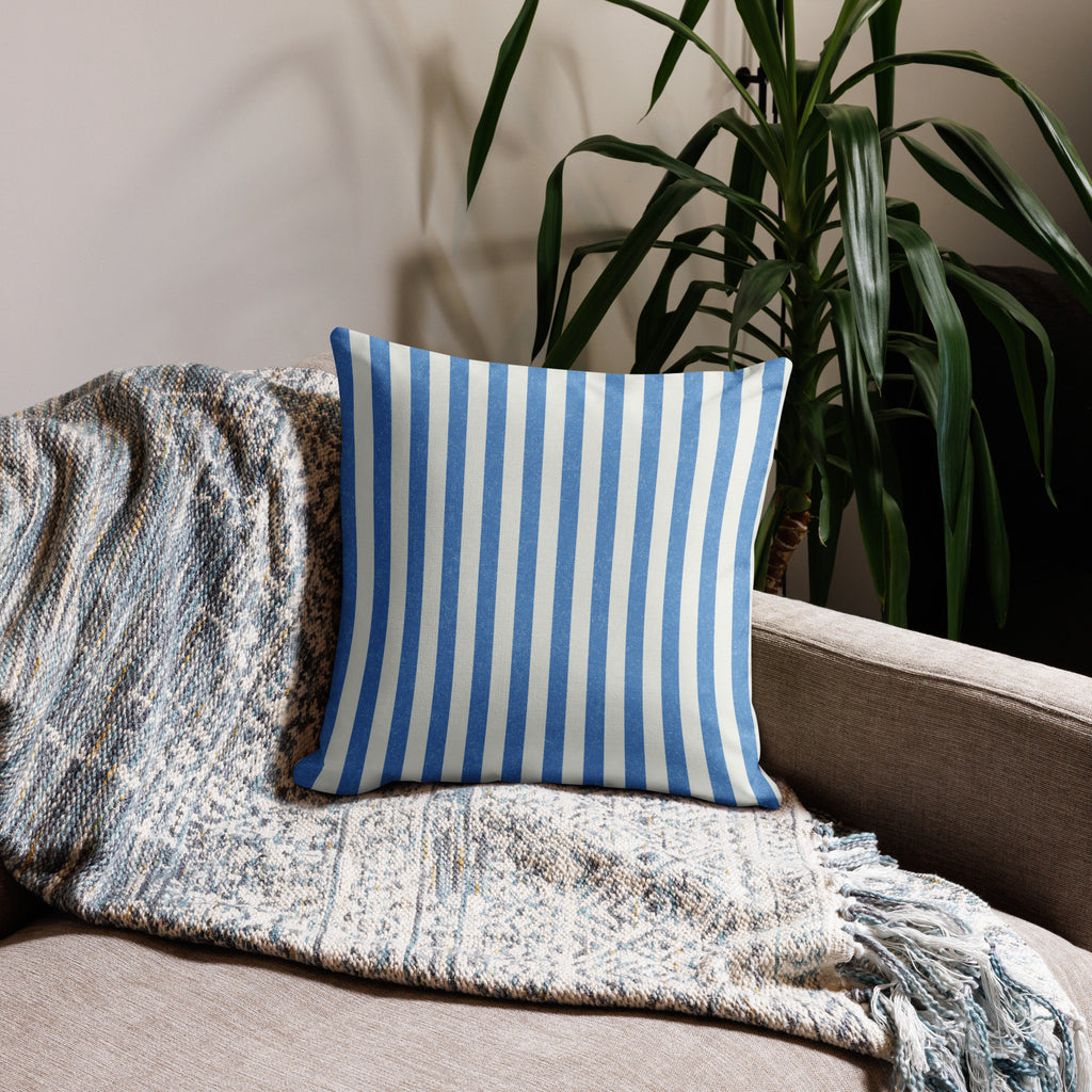 Striped Blue Premium Throw Pillow - Mirfia