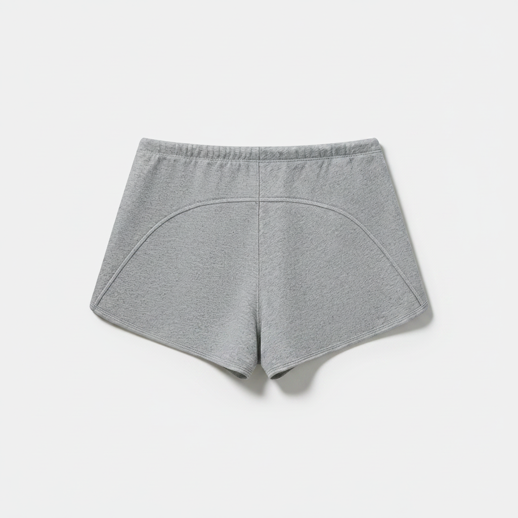 back view of relaxed fit cotton blend drawstring shorts 