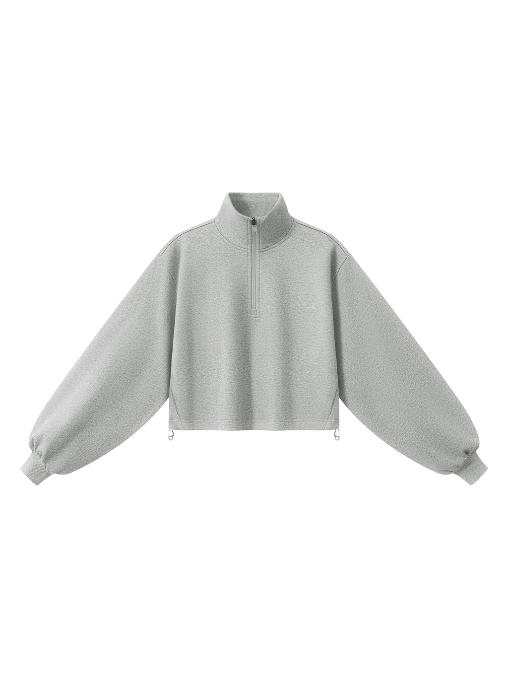 gray quarter zip sweatshirt front view flat lay