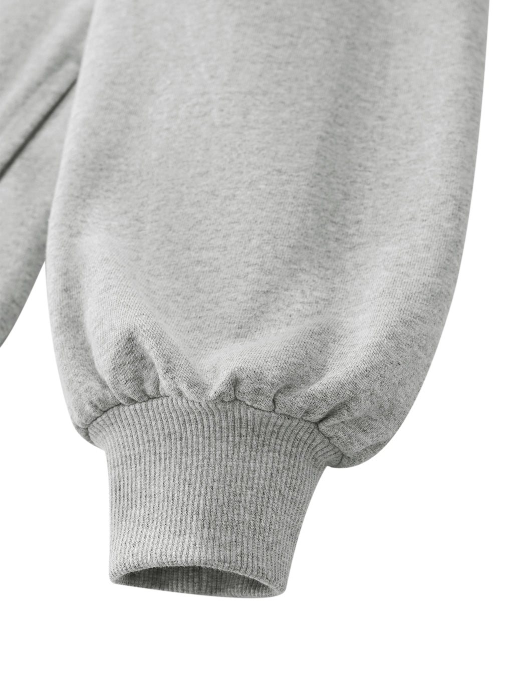 gray quarter zip sweatshirt sleeve detail