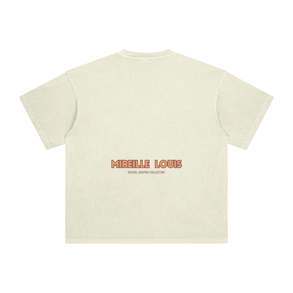 back view of soft enzyme wash cotton loose silhouette graphic tee