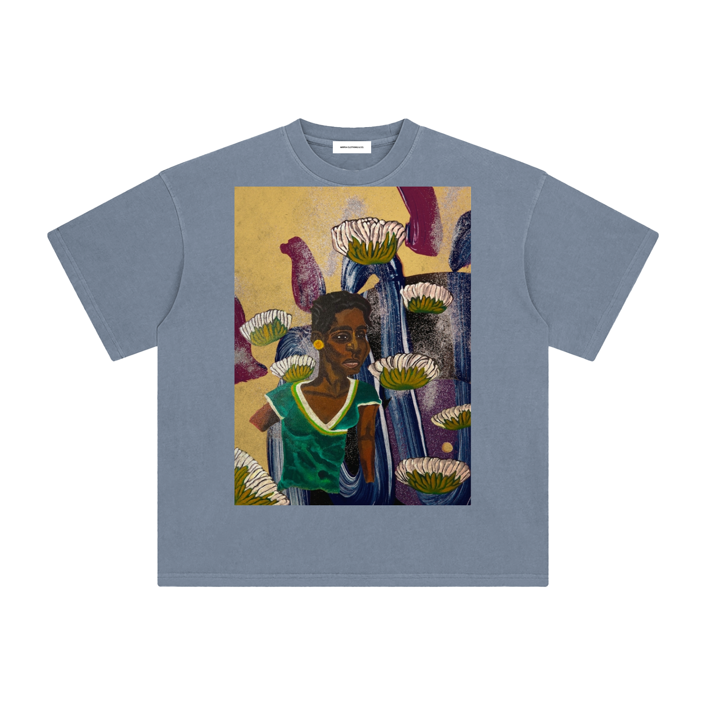 loose fit drop shoulder vintage cotton t shirt art print