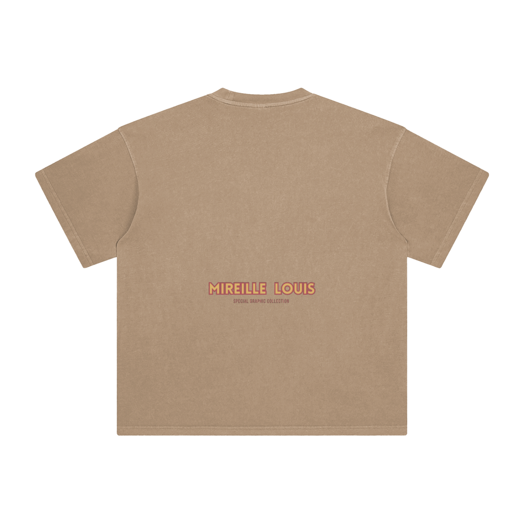 Vintage washed enzyme cotton studio art short sleeve tee