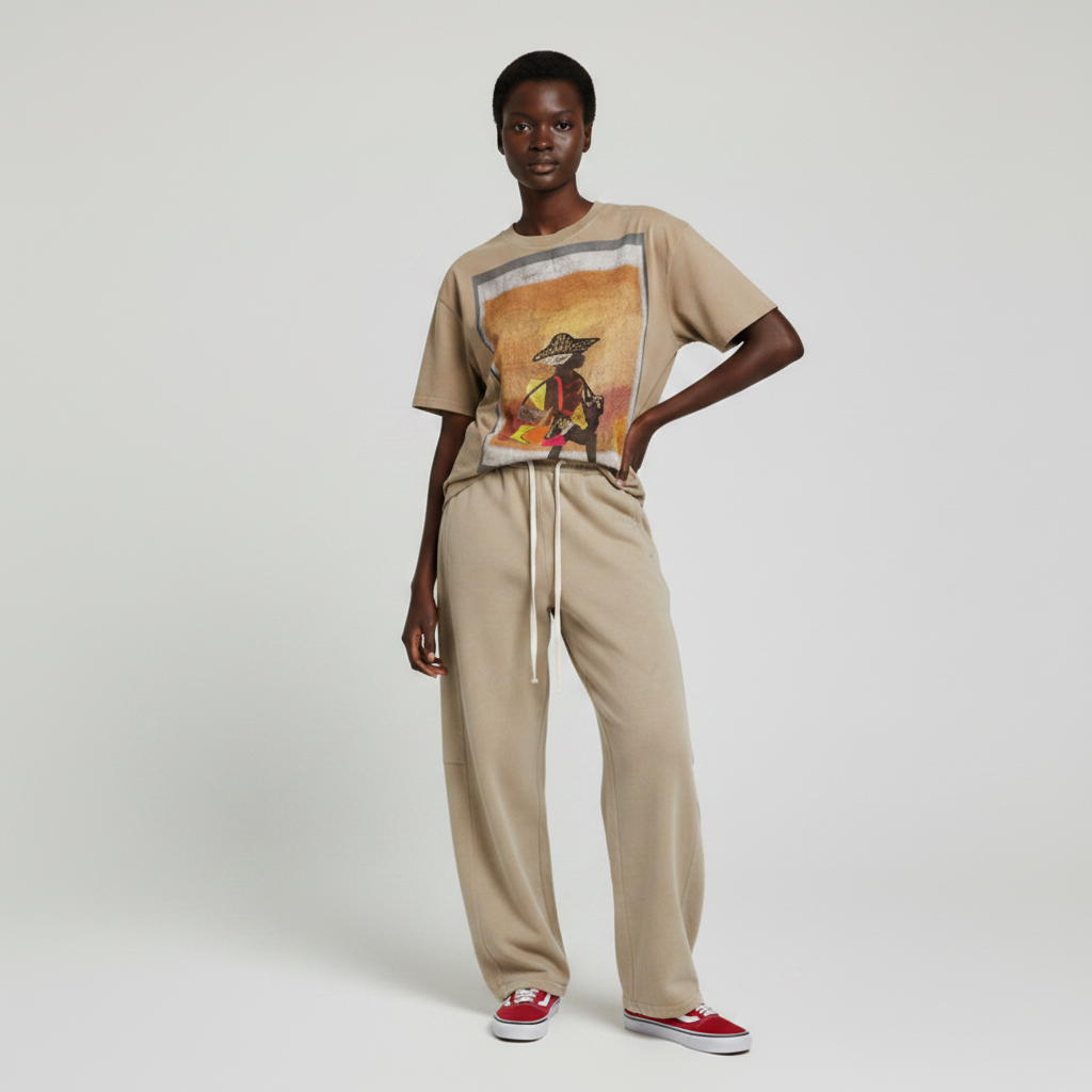 soft enzyme washed cotton oversized fit graphic print t-shirt