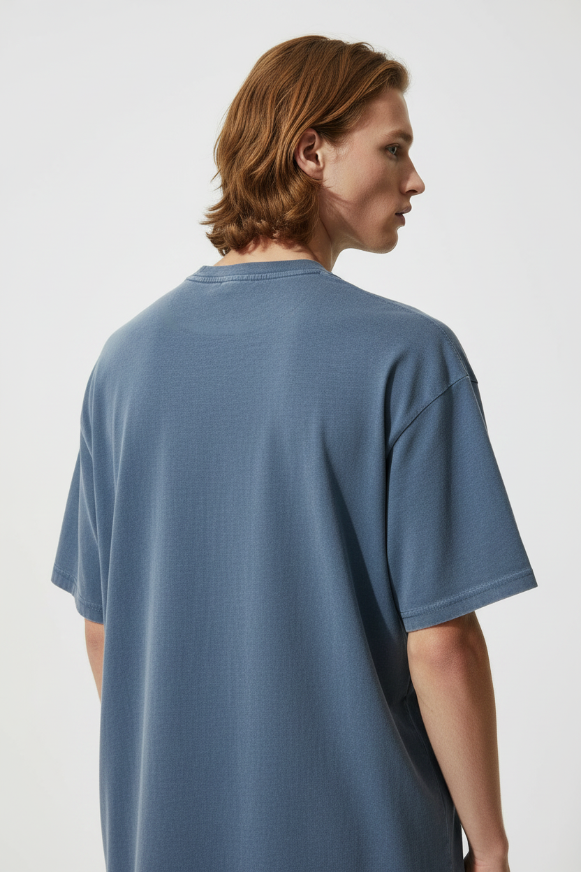 back view of sun faded cotton t-shirt 