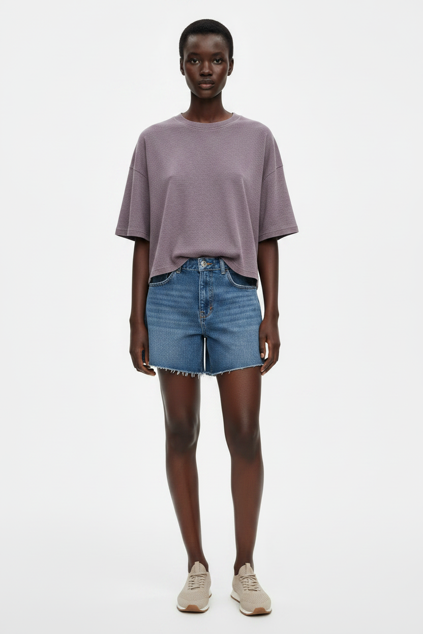 sun faded waffle knit t-shirt purple 