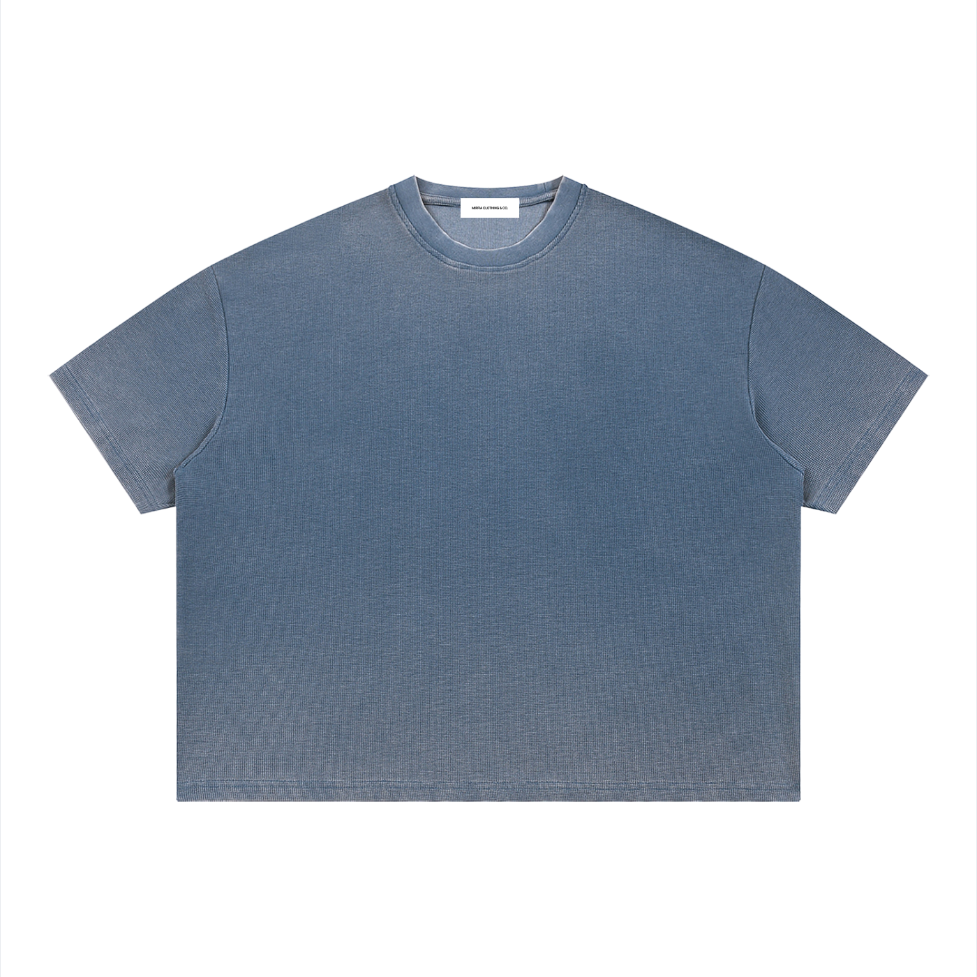 blue unisex vintage wash sunfade boxy waffle t-shirt - Mirfia