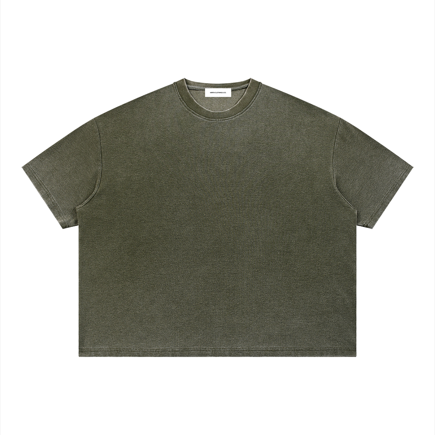 Green Unisex Vintage Wash Sunfade Boxy Waffle T-Shirt 