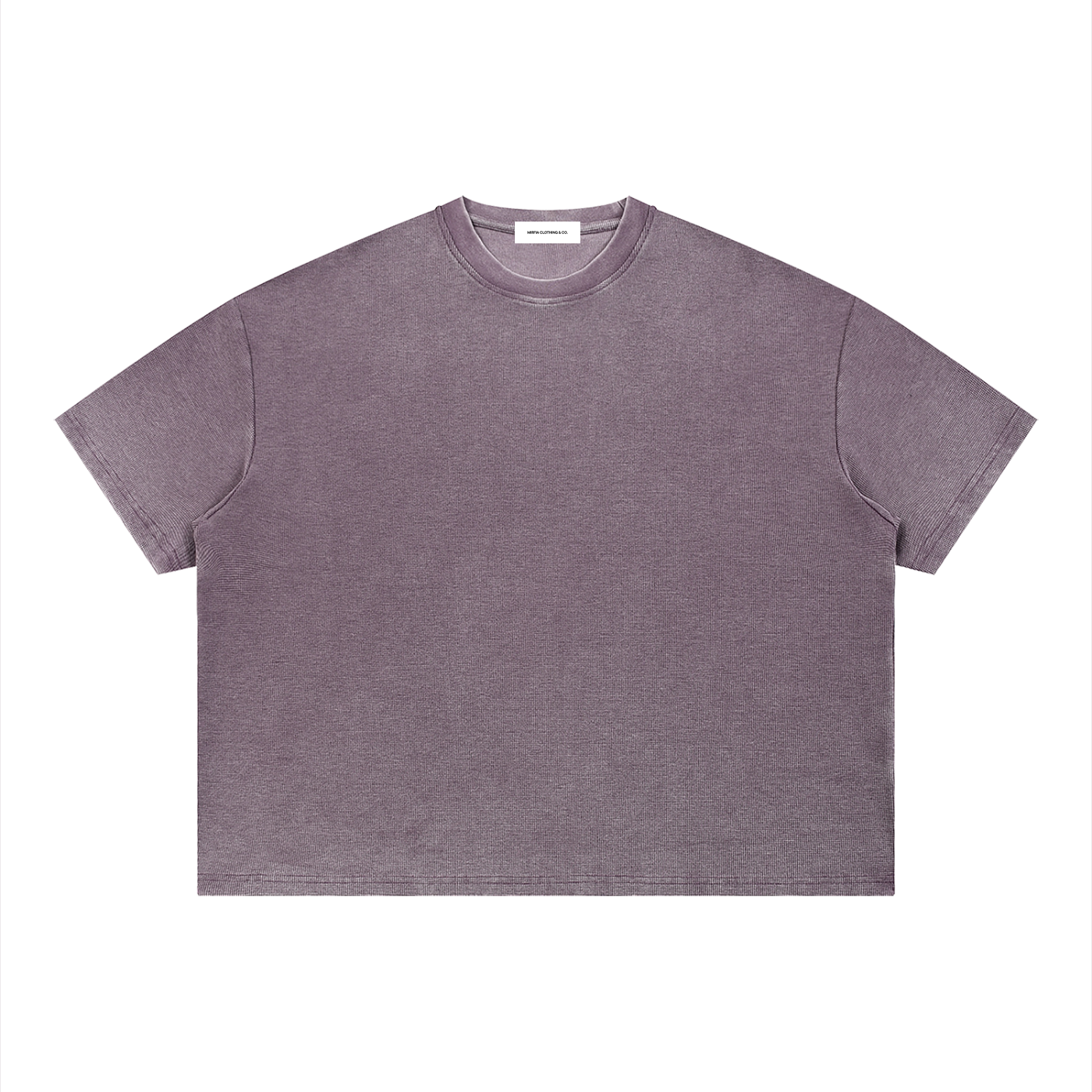 Purple Unisex Vintage Wash Sunfade Boxy Waffle T-Shirt 