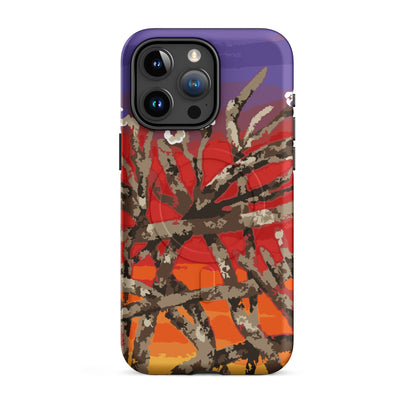 modern art MagSafe iPhone case with warm abstract flowers 