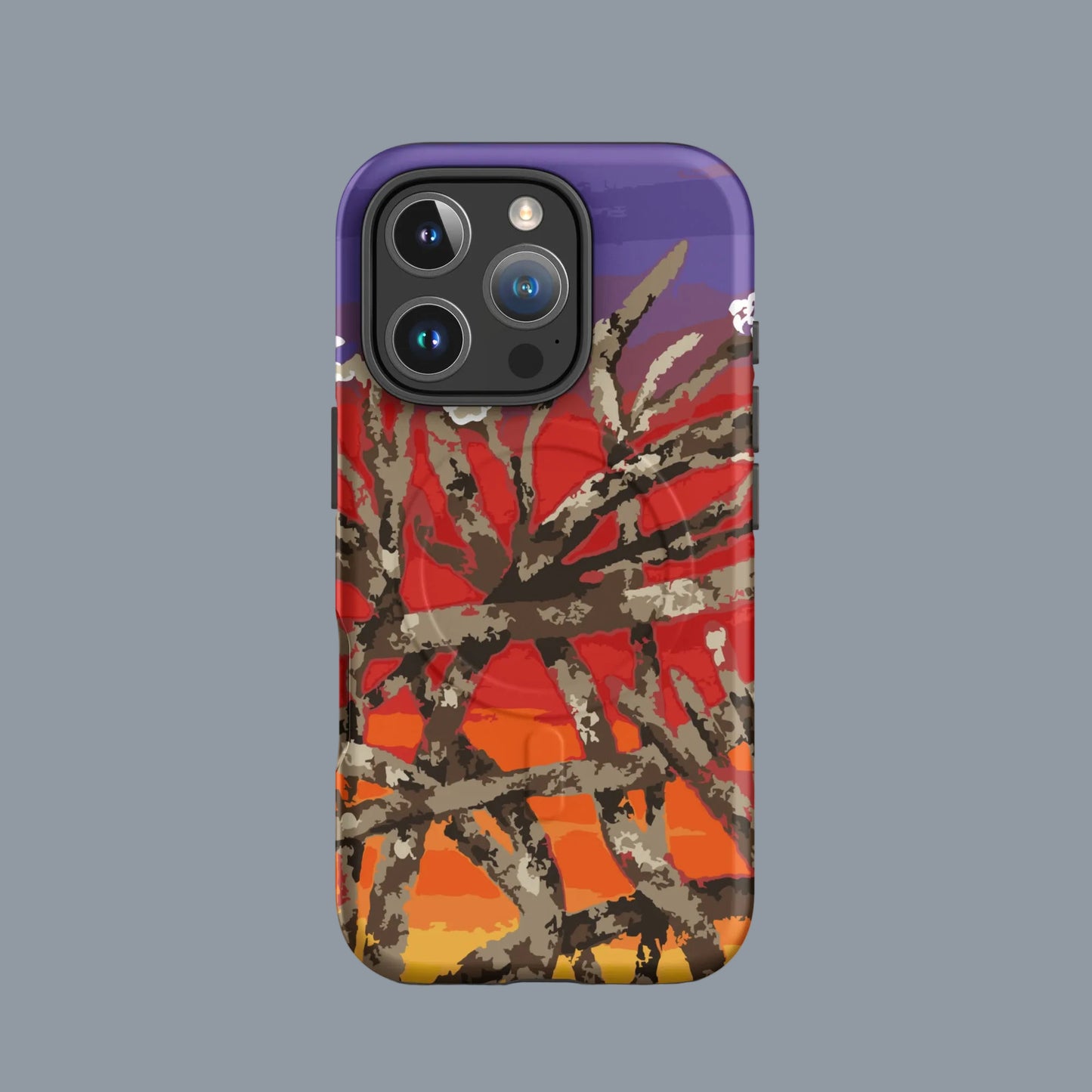 abstract floral sunset MagSafe iPhone case with modern art design