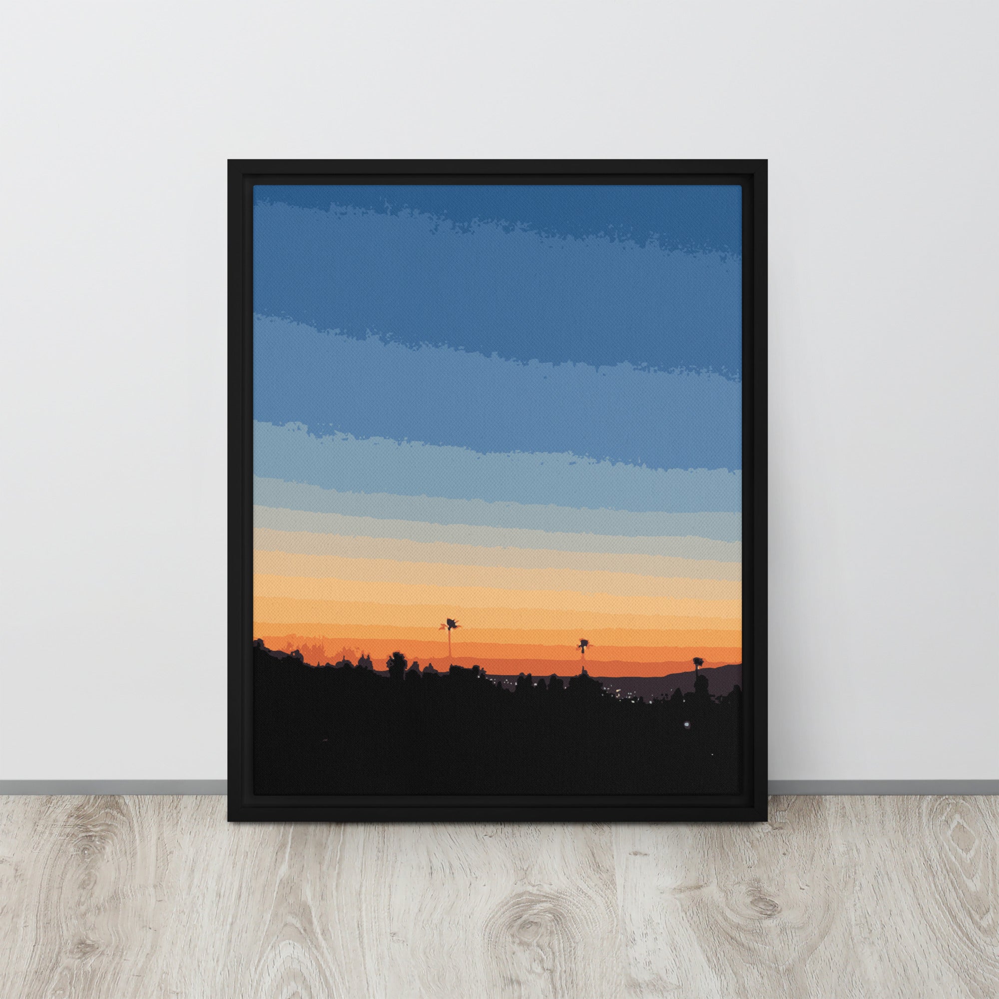 sunset palm trees wall art framed canvas