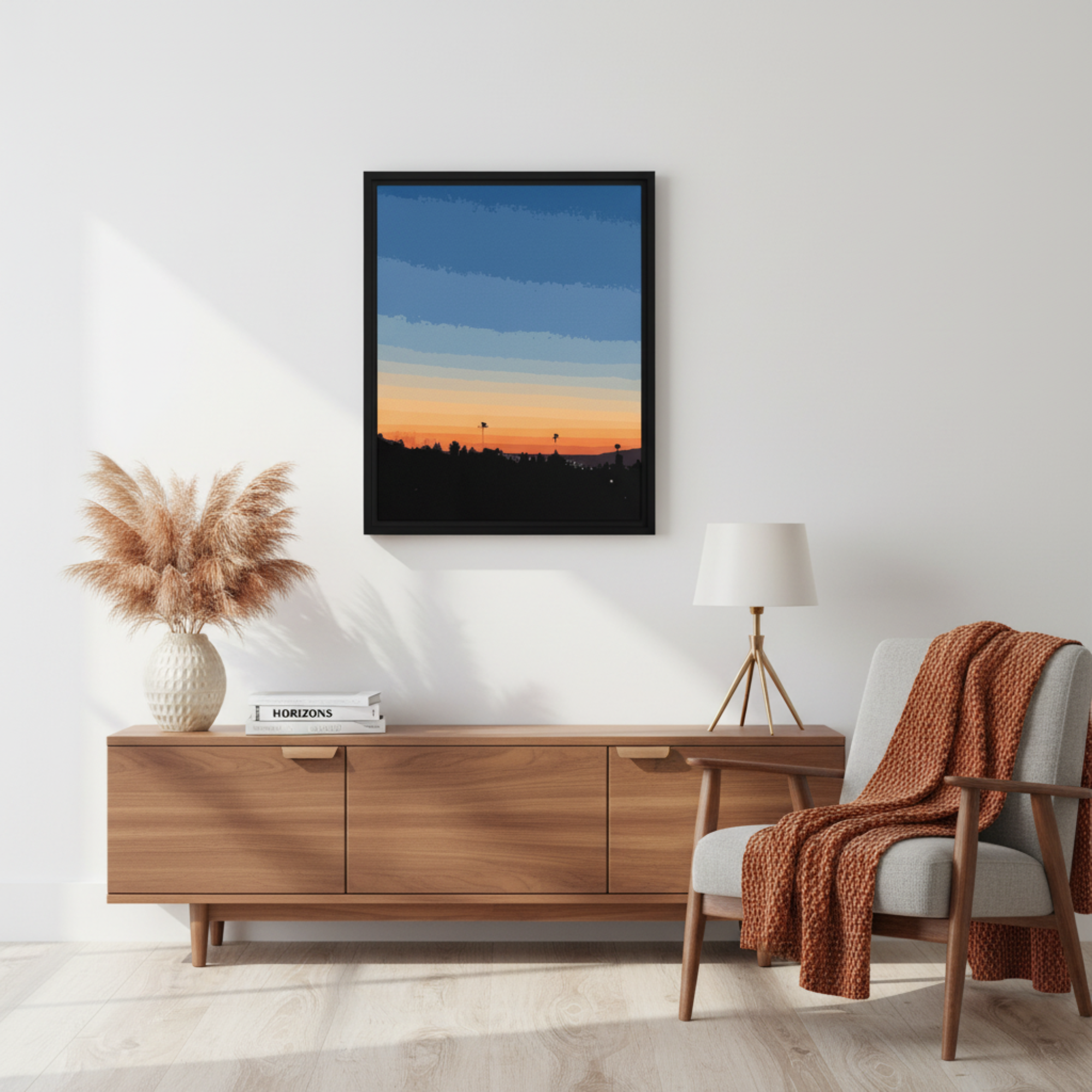 palm silhouette canvas art for living room