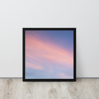 pink sunset sky black framed canvas print artwork