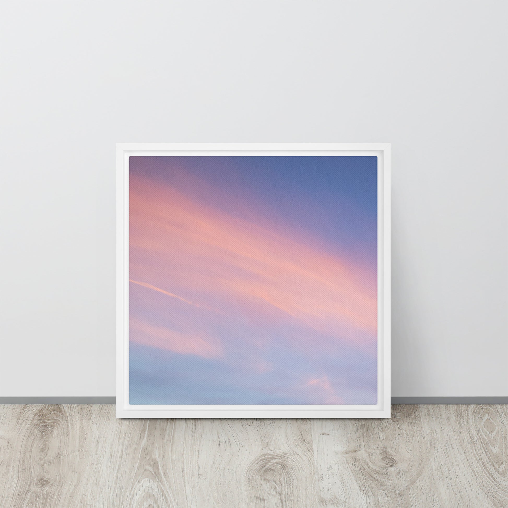 pink sunset sky white framed canvas print artwork