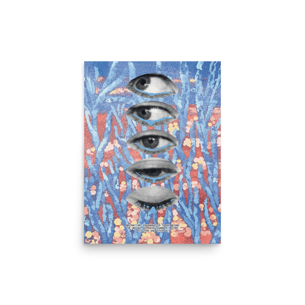 surreal abstract face wall art poster with modern contemporary design