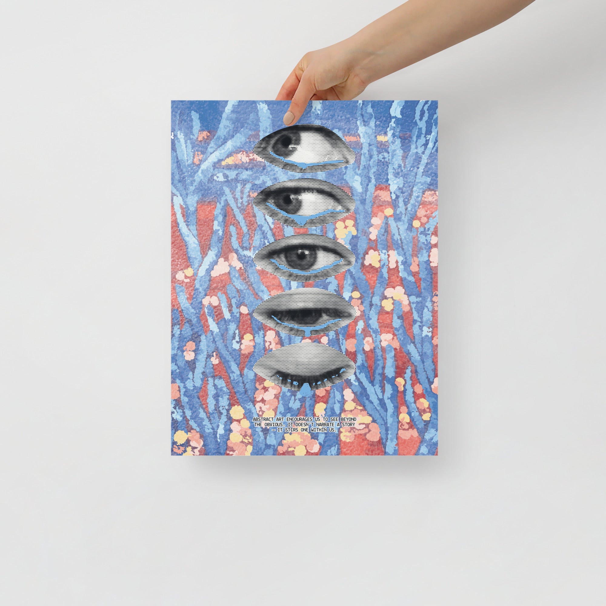 contemporary surreal abstracr art print with layered face