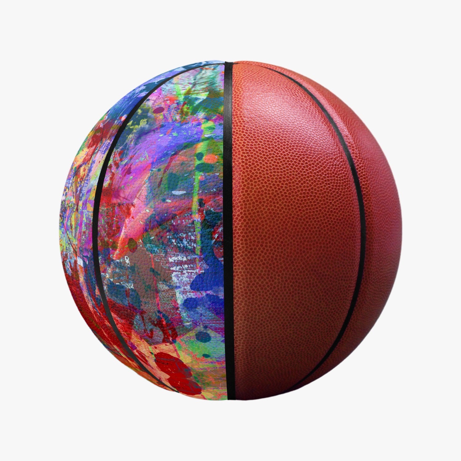 synthetic leather 4-panel all court basketball printed abstract 