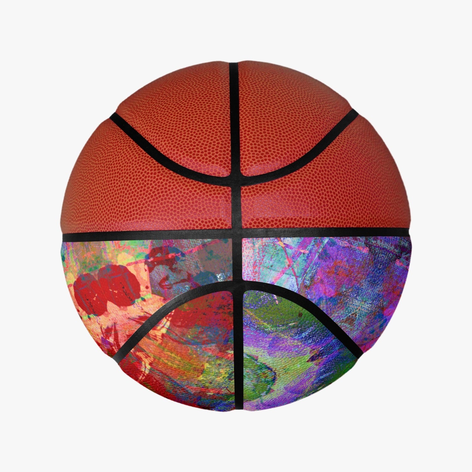 synthetic leather 4-panel all court basketball printed abstract 