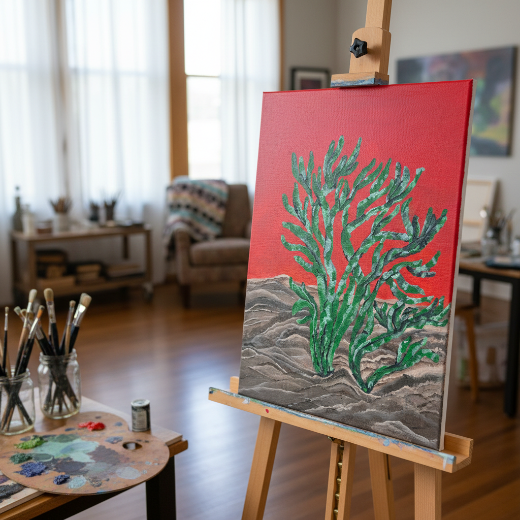 original desert cactus acrylic painting on canvas