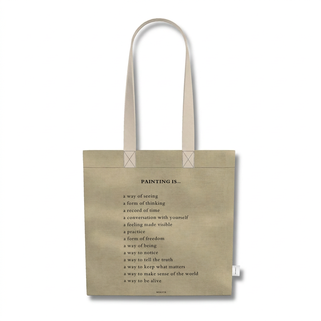 The Art Tote by MIRFIA in beige cotton-linen fabric with natural handles