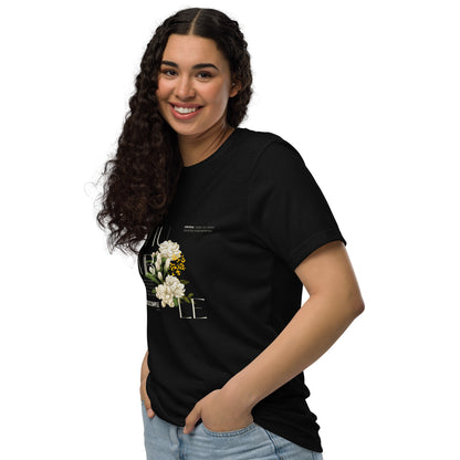 Humble Sportswear, women's black floral printed 1/8th sleeve cotton t-shirt in black