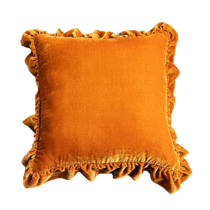 Mireille Fine Art, throw pillow cover velvet orange pillow case