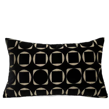 Mireille Fine Art, velvet geometric black lumbar throw pillow cover 