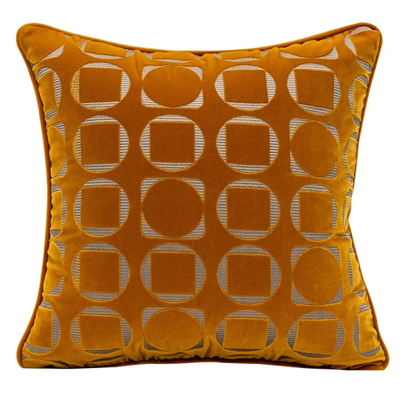 Mireille Fine Art, velvet geometric brown throw pillow cover 