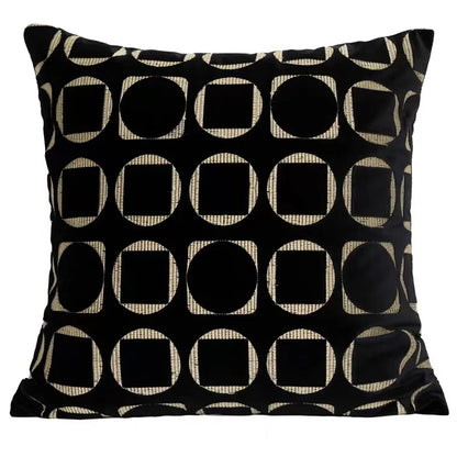Mireille Fine Art, velvet geometric black throw pillow cover 