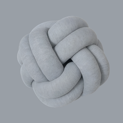 Rounded knot ball pillow, grey knotted pillow 