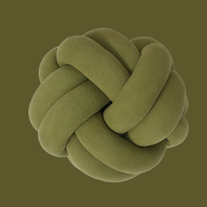 Rounded knot ball pillow, green knotted pillow 