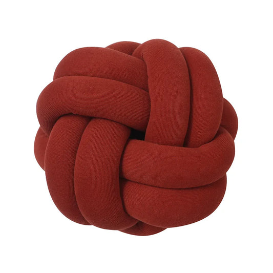 Rounded knot ball pillow, red knotted pillow 