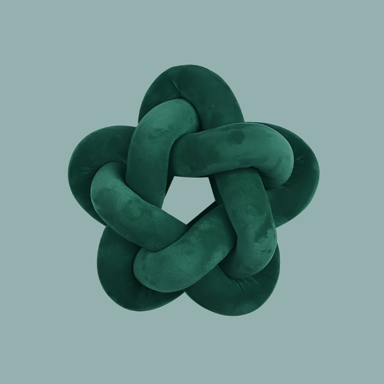 Mireille Fine Art, Green star knotted pillow, knot ball cushion