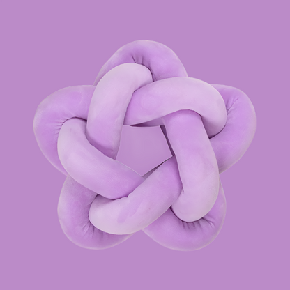 Mireille Fine Art, lilac star knotted pillow, knot ball cushion