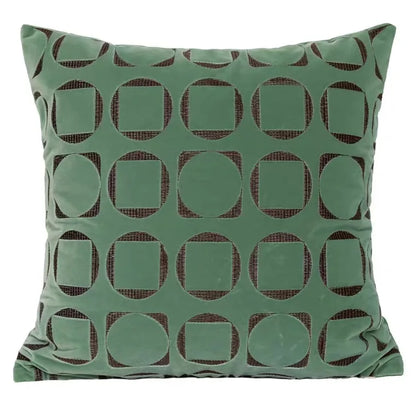 Mireille Fine Art, velvet geometric green throw pillow cover 