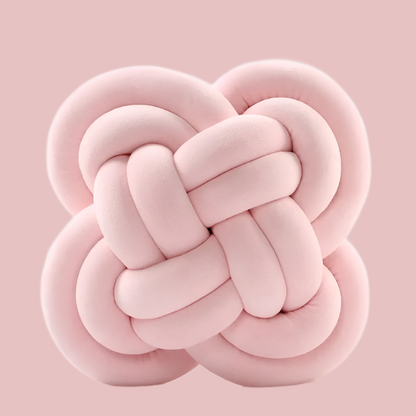 Mireille Fine Art, velvet pink knotted pillow ball cushion
