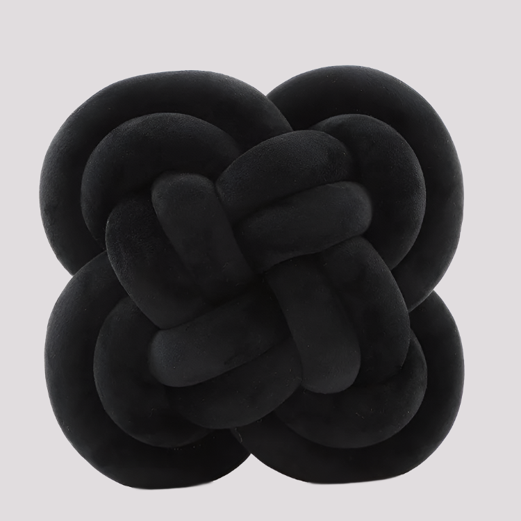 Mireille Fine Art, velvet black knotted pillow ball cushion