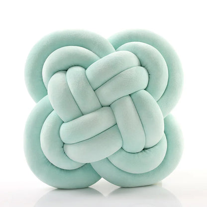 Mireille Fine Art, velvet green knotted pillow ball cushion